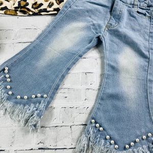 Leopard top and denim Bell Bottoms 12-18-8yr